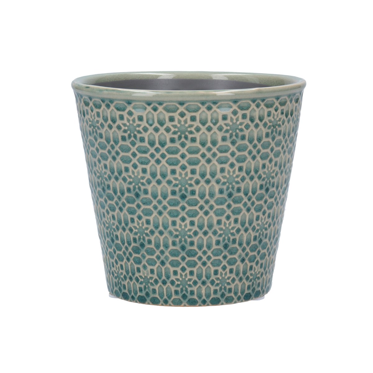 Gray Honeycomb Ceramic Pot Cover Small By Gisela Graham 