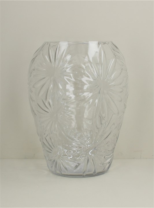 Gisela Graham Gisela Graham clear glass daisy flower design embossed bulbous vase Large 