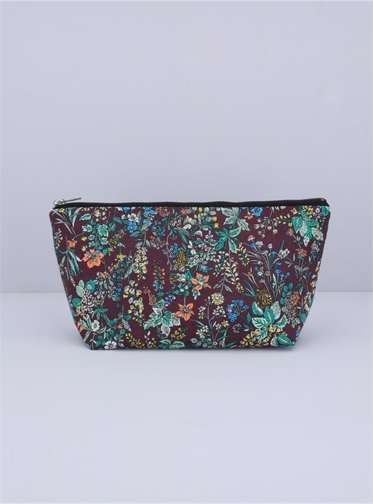 Cosmetic Pouch - Burgundy Vintage Floral