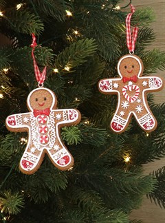 Gisela graham Christmas Resin Gingerbread Man Boy Girl Decoration 