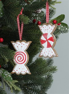 Gisela Graham Gisela Graham Set of Two Novelty Gingerbread Elf Christmas Tree Decorations 