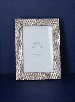 Gisela Graham White Wash Beaded Resin Picture Frame 4x6