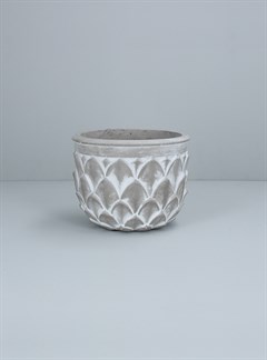 Gisela Graham Mini Gisela Graham Grey Leaf Design Ceramic Stoneware Plant Pot Cover Planter 