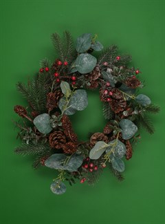 Gisela Graham 50cm Eucalyptus White Berry Pinecone Wreath Christmas Door Gisela Graham Wall 5030026403931 