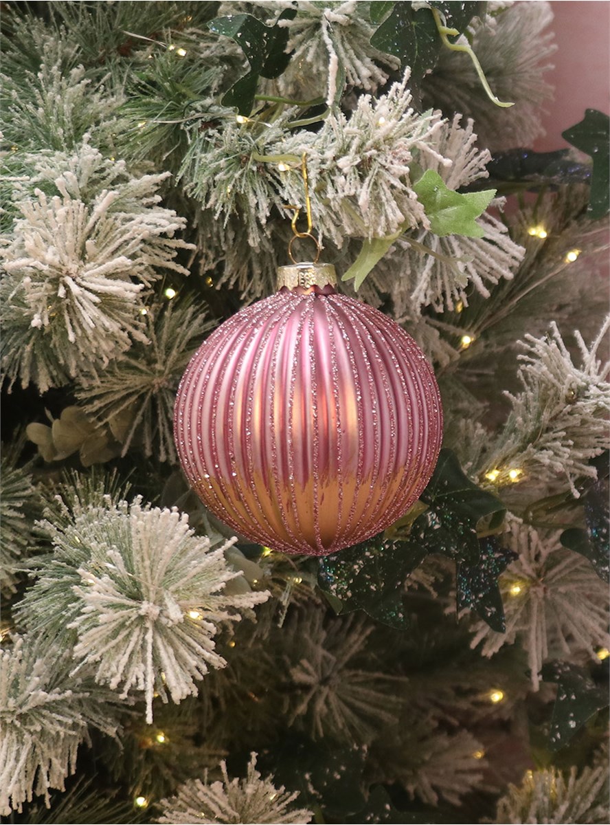 Gisela Graham Set Of 4 Hand Made 10cm Glass Baubles Christmas Ornaments 