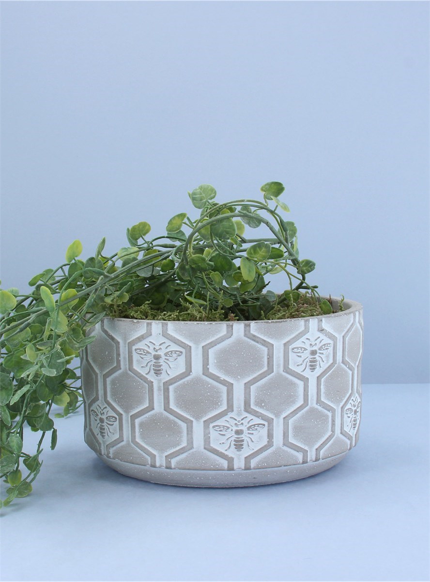 Gisela Graham Mini Gisela Graham grey succulent glazed indoor pot cover/indoor plant pot 