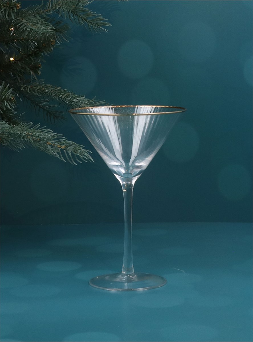 Ribbed Martini Glass - Gold